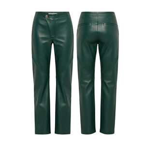 Pantalons en cuir véritable à logo brodé personnalisé en gros pour femmes, pantalons en cuir skinny à taille haute tendance pour l'hiver - Product Image 2