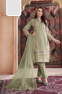 Nouvelle broderie lourde avec perles belle soie Salwar Kameez avec pantalon droit enseignable et fantaisie Dupatta - Product Image 3