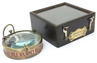 Boussole de poche de haute précision en laiton massif antique, modèle QG Enterprise MRC, boîte en bois élégante, verre, pour la lecture de cartes nautiques