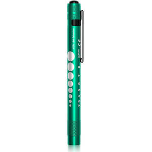 Lampe-stylo verte pour infirmières avec interrupteur à un bouton pour jauge de pupille à lumière blanche et chaude et règle de 5cm - Product Image 3