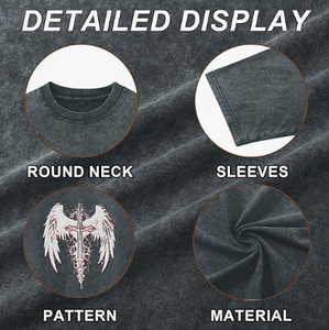 Sweat-shirts vintage gothique punk pour hommes, lavage à l'acide, 100% coton, molleton, coupe régulière, streetwear grunge, t-shirts graphiques surdimensionnés - Product Image 6