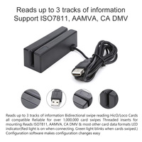 Lector de Tarjetas Magnéticas Mini Dual FUWEI, 123 Pistas, USB ISO 7811 AAMVA ABS Negro para Hotel y Programas de Fidelización MSR98D
