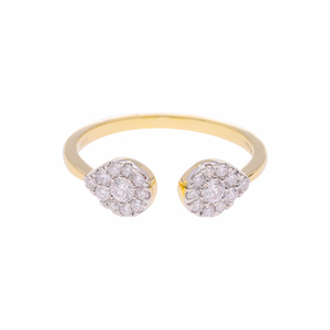 Elegant Bypass 14K Gold Open Ring Brilliant Cut Natural Diamond Cluster Sparkling Floral Halo Design Rhodium Diamond Rings - Product Image 1