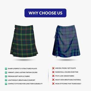 Kilt Escocés Clásico de Tartán Stewart para Hombre, Patrón de Tartán Escocés de las Tierras Altas, Lana Acrílica, Delantal Delantero Liso Ajustable - Product Image 5