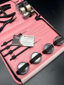 Alicates para extensiones de cabello de acero inoxidable de grado superior, Kit de herramientas con logotipo personalizado negro mate con caja rosa de hilo de cuentas - Product Image 3