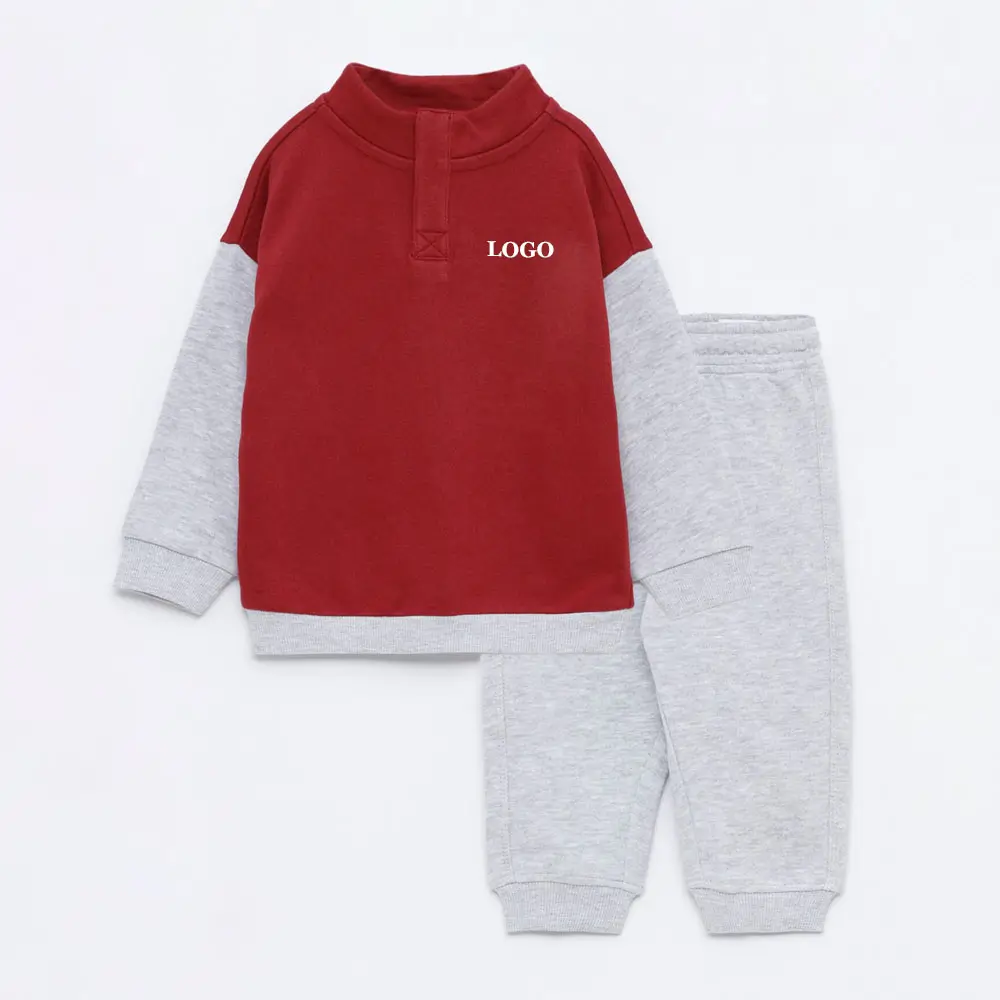 High Quality Custom Logo Color Block Streetwear Tracksuit Sets / Wholesale Price Tracksuits Children Boys Solid Clothing Set