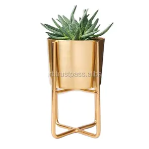 Macetero de Metal chapado en oro, nuevo diseño de decoración de lujo de la mejor calidad, a la venta