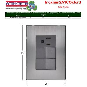 Presa a Muro MXIOF-005, 5 Pezzi, 2 Interruttori/Prese, 125-250VAC, 10/15A, 50/60Hz, Argento/Oxford, Acciaio Inox/PC - Product Image 4