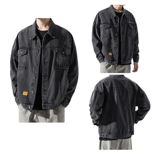 แจ็คเก็ตยีนส์ผู้ชายสั่งตัดได้ สไตล์ลำลอง/ทางการ ผ้าเดนิมยืด แห้งเร็ว กันลม เป็นมิตรกับสิ่งแวดล้อม ไซส์ใหญ่ แฟชั่นฤดูหนาว - Product Image 3