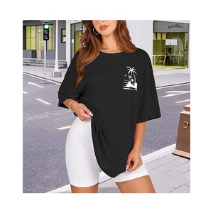 OEM Service numérique imprimé femmes décontracté 100% coton demi manches T-shirt nouveau Design grande taille cou épaule pente confortable - Product Image 5