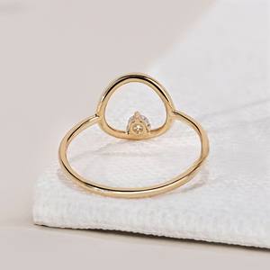 แหวนเพชรกลมแบบเรียบง่ายสีทอง14K สีทองพร้อมขายในห้องแล็บแบบเปิดมีง่ามตั้งค่าแต่งงานแหวนโซลิแทร์ - Product Image 4