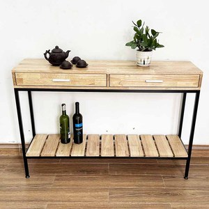 Modern Two-tier <b>Console</b> <b>Table</b> with Convertible Drawers Wooden Frame and Iron Frame <b>for</b> <b>Entry</b> Villa Hotel or Bedroom-CST045 - Product Image 3