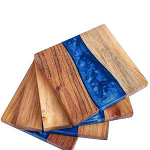 Dessous de verre de résine époxy en bois d'acacia de luxe | Dessous de verre de tasse de thé de café artisanal | Protecteur de table décoratif pour bureau à domicile - Product Image 1