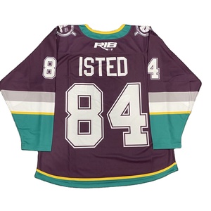 Wholesale Jersey Custom Team Jersey Blue-<b>pink</b> Burgundy Classic Style Stitched/Printed Ice Hockey Jersey - Product Image 4