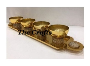 Attractive Design Nuts Server Bowls In Aluminium Gold Color Chocolate Dessert Serving Bowls With Tray In Bulk - Product Image 5