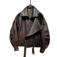 Veste en cuir PU tendance hip-hop, vente en gros, veste oversize élégante pour femme, streetwear décontracté, veste zippée pour femme