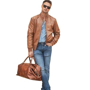 Chaqueta de cuero para hombre, estilo bomber, de invierno, OEM, estilo universitario, gruesa, cortavientos, estilo motero, Cafe Racer, chaqueta de cuero para hombre de invierno - Product Image 1