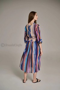 Nueva ropa de mujer, manga, moda, vestido informal Sexy, Vestido corto acampanado con cuello en V, Mangas de globo con detalles de puños elásticos - Product Image 3