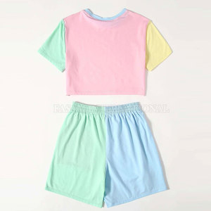 Conjunto de Top Corto y Pantalones Cortos de Algodón para Uso en Exteriores, Diseño Personalizado, Color en Contraste, Cómodo - Product Image 2