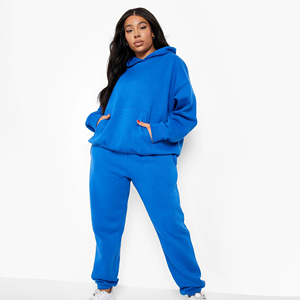 Ensemble survêtement pour femme en molleton à capuche et pantalon de survêtement 2 pièces, logo personnalisé, manches longues, taille plus, jogging avec jambes de pantalon épaisses - Product Image 4