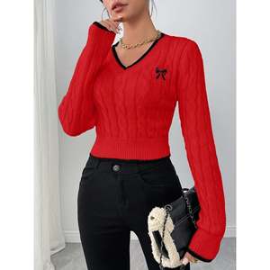 Women's Casual Knit <b>Cardigan</b> <b>Sweater</b>-Long Sleeve V-Neck Plus Size Embroidered Silk Breathable for Autumn & Winter - Product Image 1