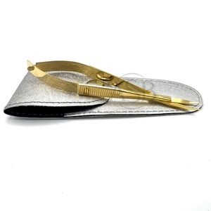 Ciseaux de manucure russe en acier inoxydable plaqué or avec logo personnalisé double action pour les sourcils et les sourcils - Product Image 3