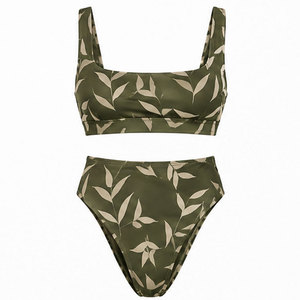 Conjunto de Bikini de Dos Piezas para Mujer, Estilo Moderno, Cintura Alta, Material Elástico, Traje de Baño para Playa, Piscina y Vacaciones - Product Image 1