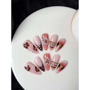 Rose Cocoa Bloom Press on Nail Art - Product Image 4