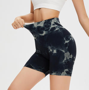 Logo de mujer Scrunched Control de barriga Levantamiento de glúteos Deportes Fitness Yoga Entrenamiento Pantalones cortos Botón Decoración Cintura de banda ancha sin costuras - Product Image 5