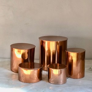 Candle Making Set of 5 Copper Plated Metal Candle <b>Jars</b> with Lid Best Selling Table Top Wedding Decor Candle Vessel - Product Image 3