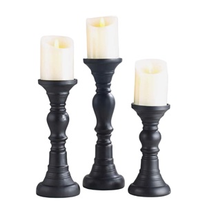 Juego de 3 candelabros de madera hechos a mano más vendidos para centro de mesa Portavelas de madera a precio de fábrica - Product Image 1