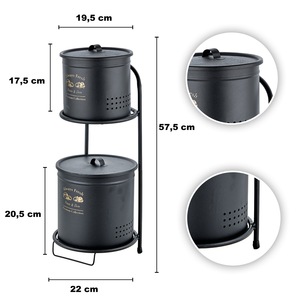 กล่องเก็บอาหารโลหะเคลือบเงา 2 ชั้น เป็นมิตรกับสิ่งแวดล้อม ประหยัดพื้นที่ สำหรับเก็บมันฝรั่ง หัวหอม กระเทียม ในครัว - Product Image 3