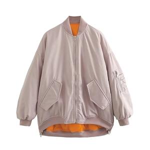 Veste bomber décontractée pour femme, nouvelle collection hiver, col roulé, avec poche zippée, respirante, en tricot, doublure en laine et nylon - Product Image 1