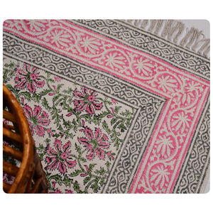 พรมผ้าฝ้ายพิมพ์ลายสีชมพูหลากสีพรมตกแต่งซักได้สำหรับห้องนอนห้องนั่งเล่นและการตกแต่งภายในบ้านแสนสบาย - Product Image 2