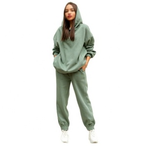 Custom Women's <b>Two</b> <b>Piece</b> Outfits Long Sleeve Crewneck Sweatsuit With Jogger Pants <b>Lounge</b> Wear <b>Sets</b> With Pockets - Product Image 4