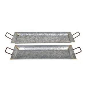 Farmhouse-style Galvanized Metal Serving <b>Tray</b> for Serving Coffee <b>Tea</b> or Snacks While Enhancing Home Decor with Rustic Appeal - Product Image 1