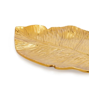 Plateau de service de luxe en forme de feuille, design texturé, élégant présentoir à snacks, vaisselle durable et facile à nettoyer pour une table élégante - Product Image 2