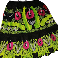 Falda Corta Bordada Estilo Hippie para Mujer con Cordón Ajustable, Estilo Hawaiano, Tradicional para Danza del Vientre, Falda Pohnpei Bordada