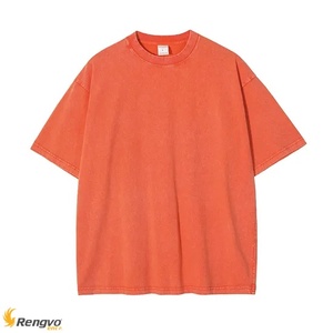 T-Shirt Vintage Haute Surdimensionné 100% Coton Personnalisé Lavage à l'Acide Impression Goutte D'épaule Brodé Technique Formelle Blanc Uni Tissé - Product Image 6