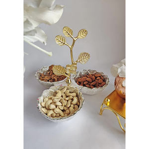 Bol à Fruits secs en Aluminium 3 sections, bol à noix en métal en Aluminium pour décorations de Table bol à Fruits de Style moderne - Product Image 1