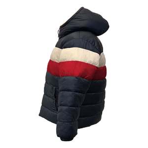 Veste matelassée formelle pour homme avec logo personnalisé, en polyester épais, pour l'hiver, avec capuche amovible, vestes matelassées à 3 tons avec logo - Product Image 2