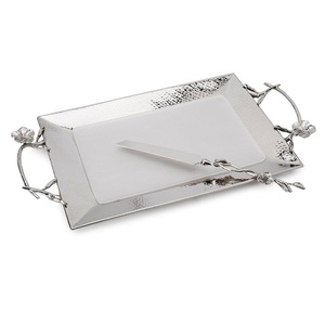 Hot Arrival Top Best Quality Silver Metal Round <b>Side</b> Food Serving <b>Tray</b> With Handle & Shiny Polished for Dining <b>Table</b> - Product Image 6