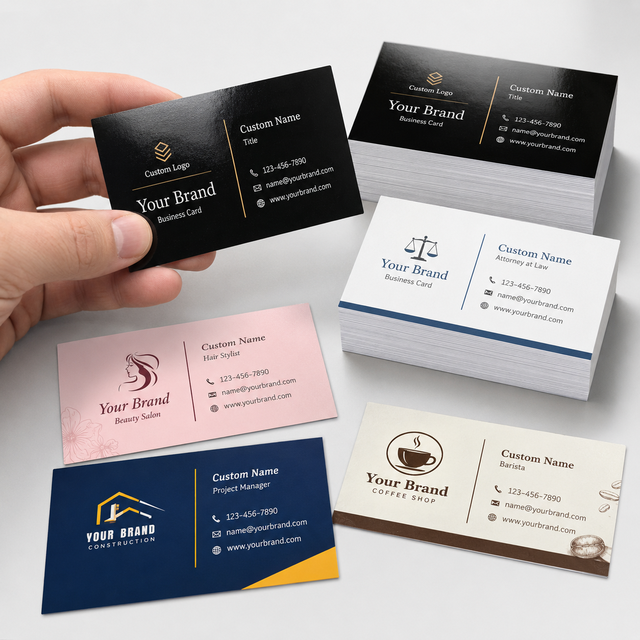 Custom Gravure Printed Business Cards Double Sided Art Paper Film Lamination Embossed/Debossed Upload Your Own Design Logo Small