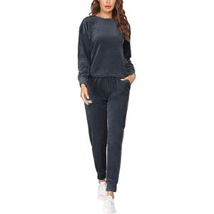 Wholesale Women <b>Velvet</b> <b>Tracksuit</b> Cotton 2 Piece Sweat Suits Long Sleeve Sets Sports Outfit <b>Velvet</b> <b>Tracksuit</b> For Girls - Product Image 2