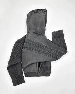 Sudaderas con capucha para hombre, pantalones de chándal con diamantes de algodón 100% de imitación y Sudadera con capucha, conjunto de lavado ácido, cremallera completa de gran tamaño, peso pesado personalizado para hombres - Product Image 3