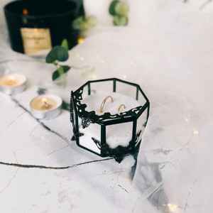 Caja de anillo de cristal con forma hexagonal de Diseño Artesanal organizador de joyas hecho con marco de cristal y metal para compromiso de boda - Product Image 6