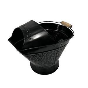 Deep fireplace iron <b>coal</b> bucket with secure handle and traditional black coating perfect for practical and decorative use - Product Image 3