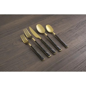 Premium Marble Design Slim Handle Cutlery Gold <b>Matte</b> Heads Ideal for Family Meals and <b>Table</b> Display Handcrafted From India - Product Image 3