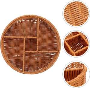 Plateau de service en rotin tressé écologique du Vietnam, à compartiments, pour décoration de fête, cadeau – Vente chaude - Product Image 4