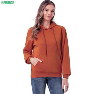 Sweat-shirts décontractés pour femmes, à capuche, en coton 100% respirant, anti-boulochage, avec logo personnalisé, coupe courte et régulière, tricotés - Product Image 3